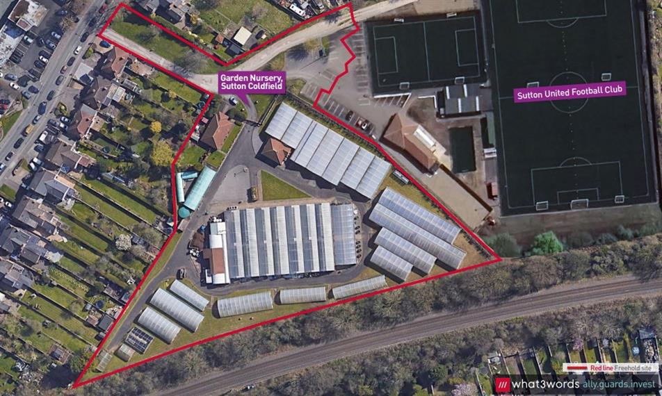 Aerial view of Garden Nursery Sutton Coldfield - credit: Lambert Smith Hampton